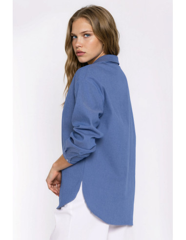 Chemise manche longue Classique en Coton Bleue