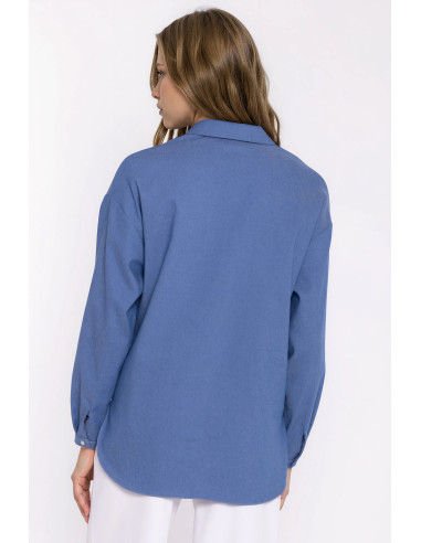 Chemise manche longue Classique en Coton Bleue