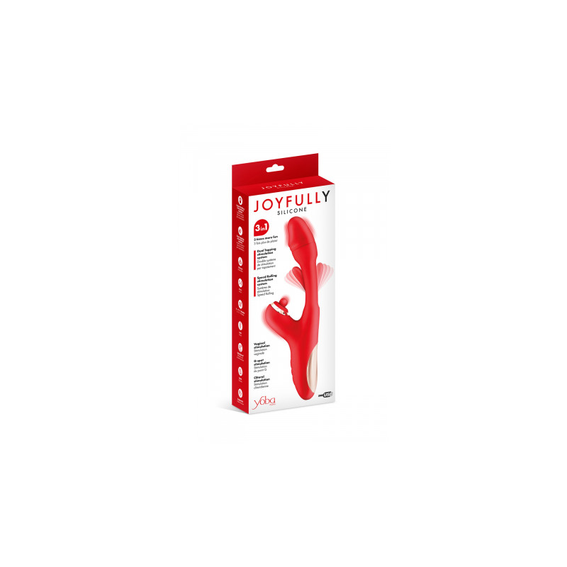 Vibromasseur rabbit 3-en-1 Joyfully rouge - Yoba
