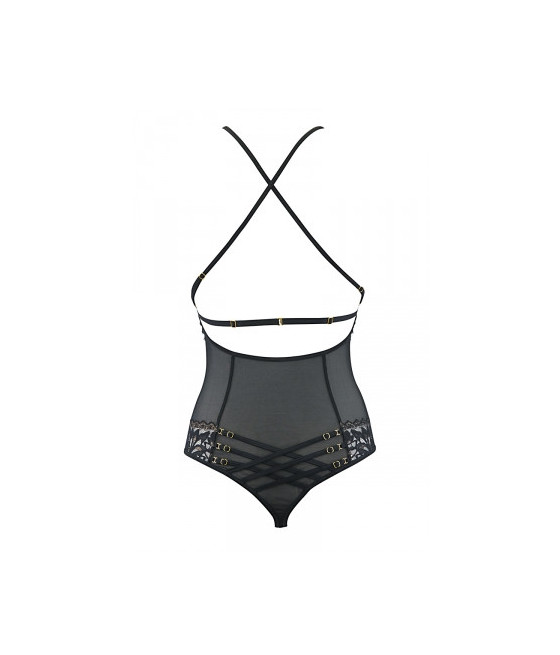 Body string tulle et dentelle noir V-10100 - Axami