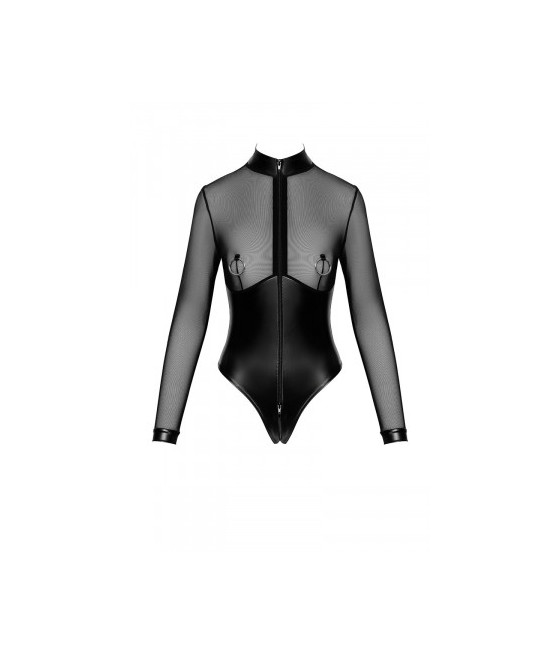 Body Edge zippé avec anneaux F321 wetlook et tulle