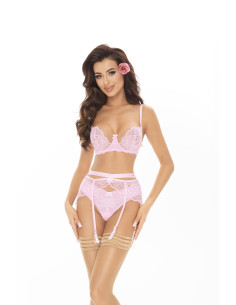 Porte-Jarretelles Sensuel en Dentelle Rose 2
