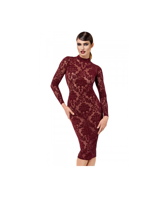 Robe fourreau en tulle floqué Kink Royal F384 - Noir Handmade