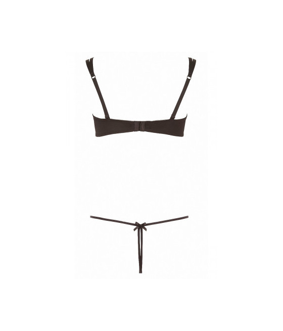 Ensemble dentelle string ouvert et seins nus noir - Cottelli Lingerie