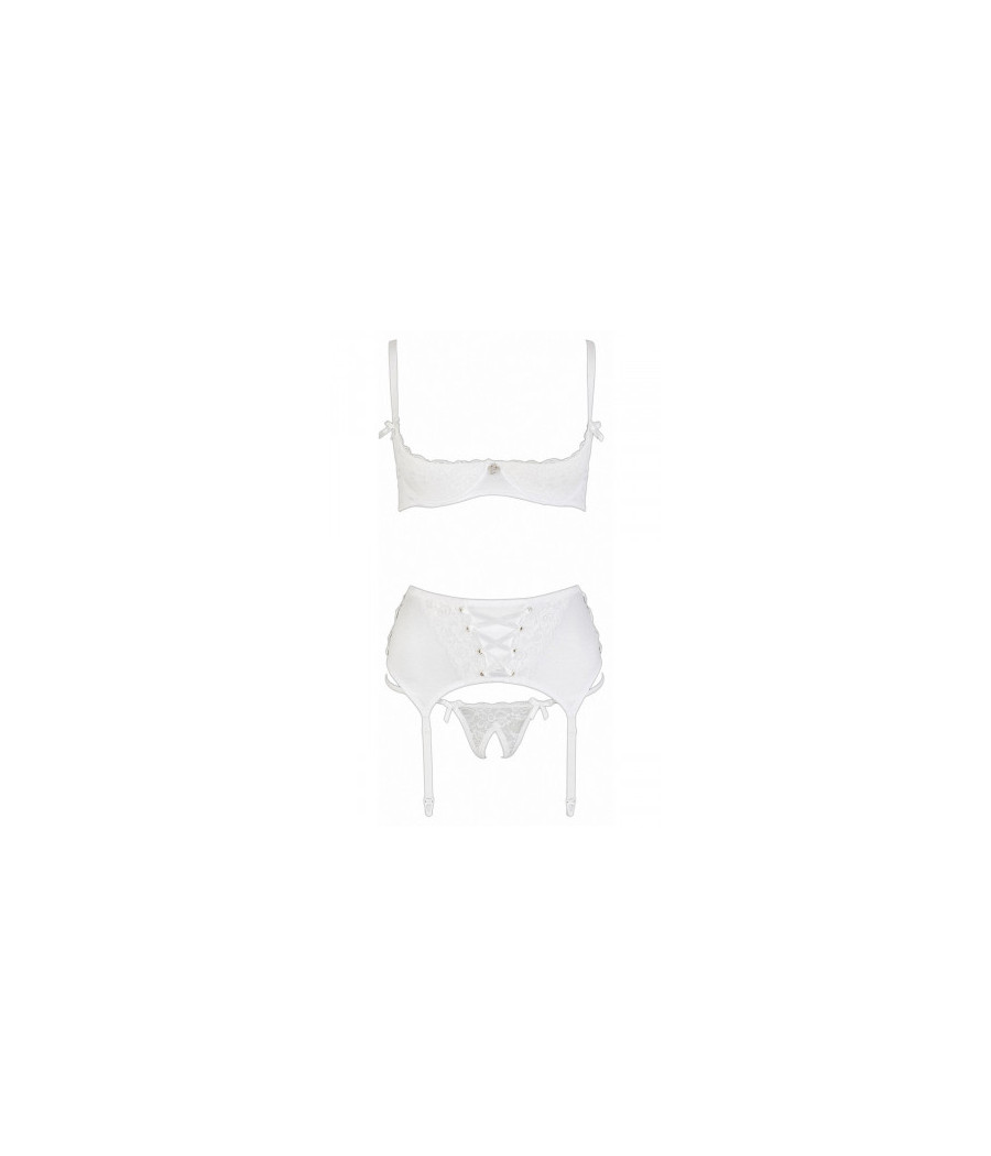 Ensemble lingerie 3 pièces ouvert blanc - Cottelli Lingerie