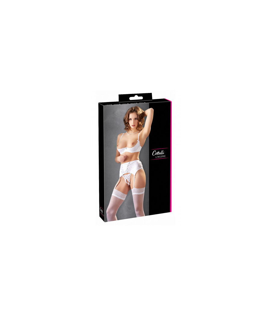 Ensemble lingerie 3 pièces ouvert blanc - Cottelli Lingerie