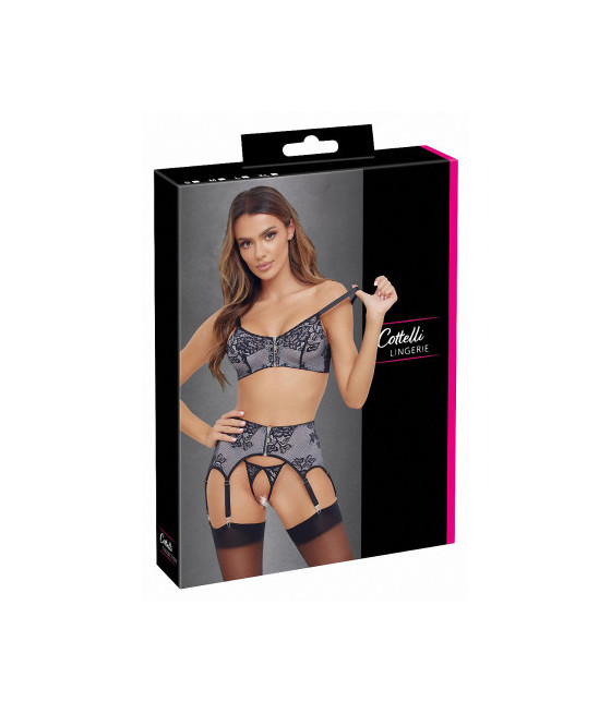 Ensemble coquin ouvert 3 pièces gris - Cottelli Lingerie Ensemble coquin ouvert 3 pièces gris - Cottelli Lingerie