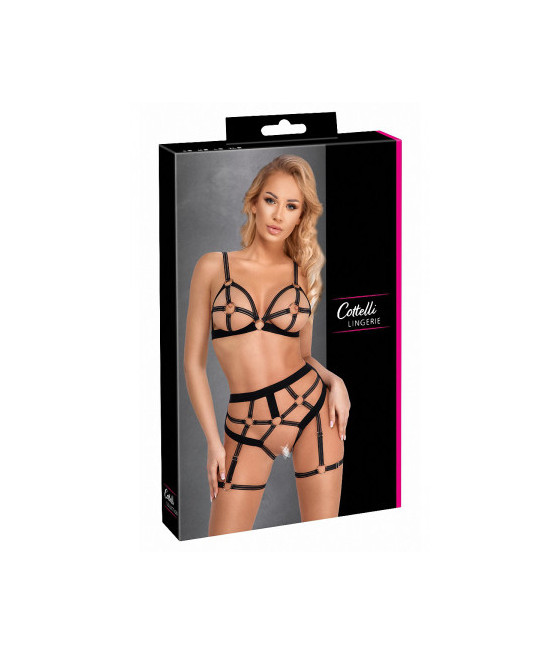 Set lingerie BDSM harnais noir - Cotelli Lingerie Set lingerie BDSM harnais noir - Cotelli Lingerie