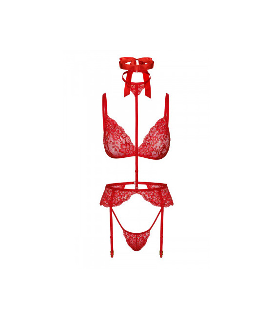 Ensemble 5 pièces Bondage Red Lace Kiss 243 - Kissable