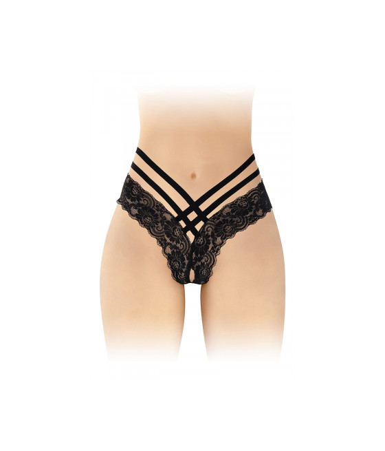 Tanga ouvert Anne - noir