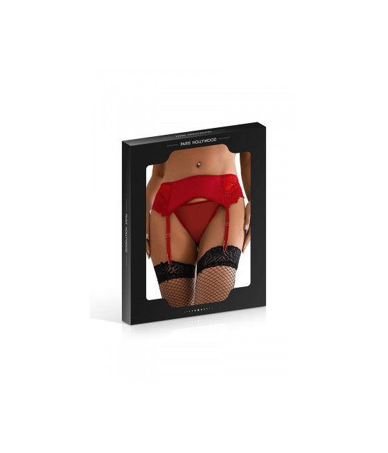 Porte-jarretelles en dentelle avec string rouge