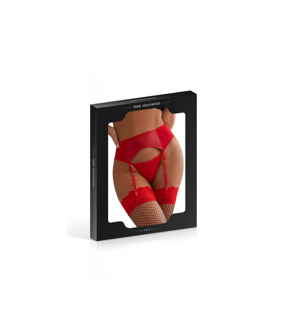 Porte-jarretelles wetlook avec string rouge