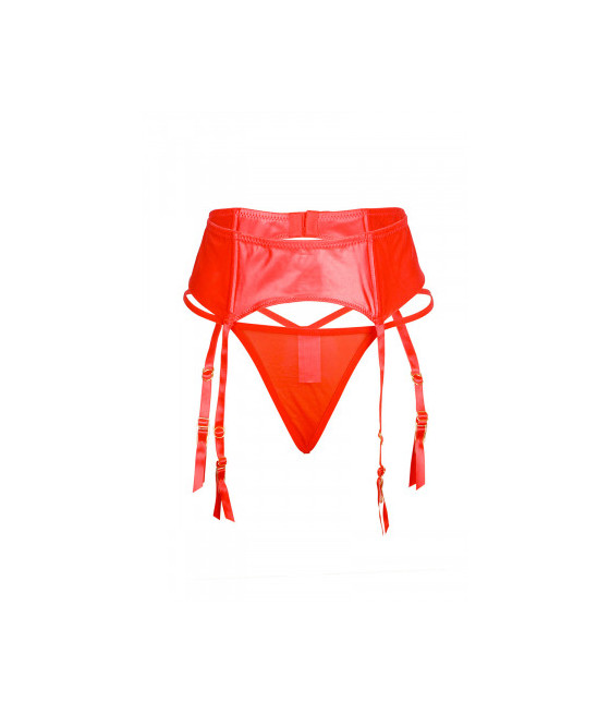 Porte-jarretelles wetlook avec string rouge
