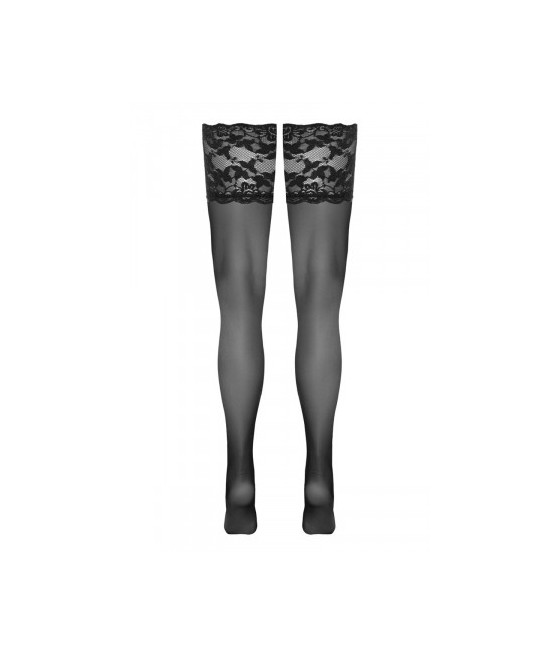 Bas autofixants large jarretière dentelle noir - Cotelli Legwear