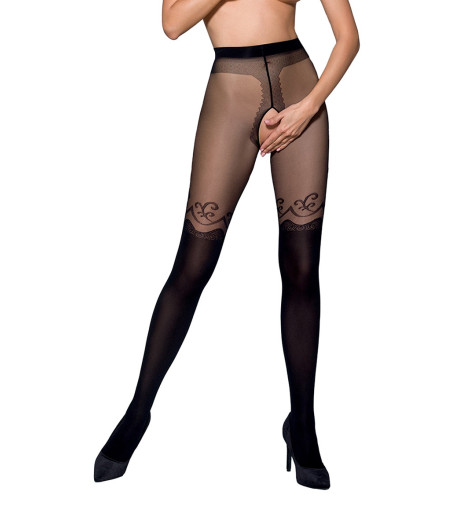 Collants ouverts TI012 20/40 deniers - noir