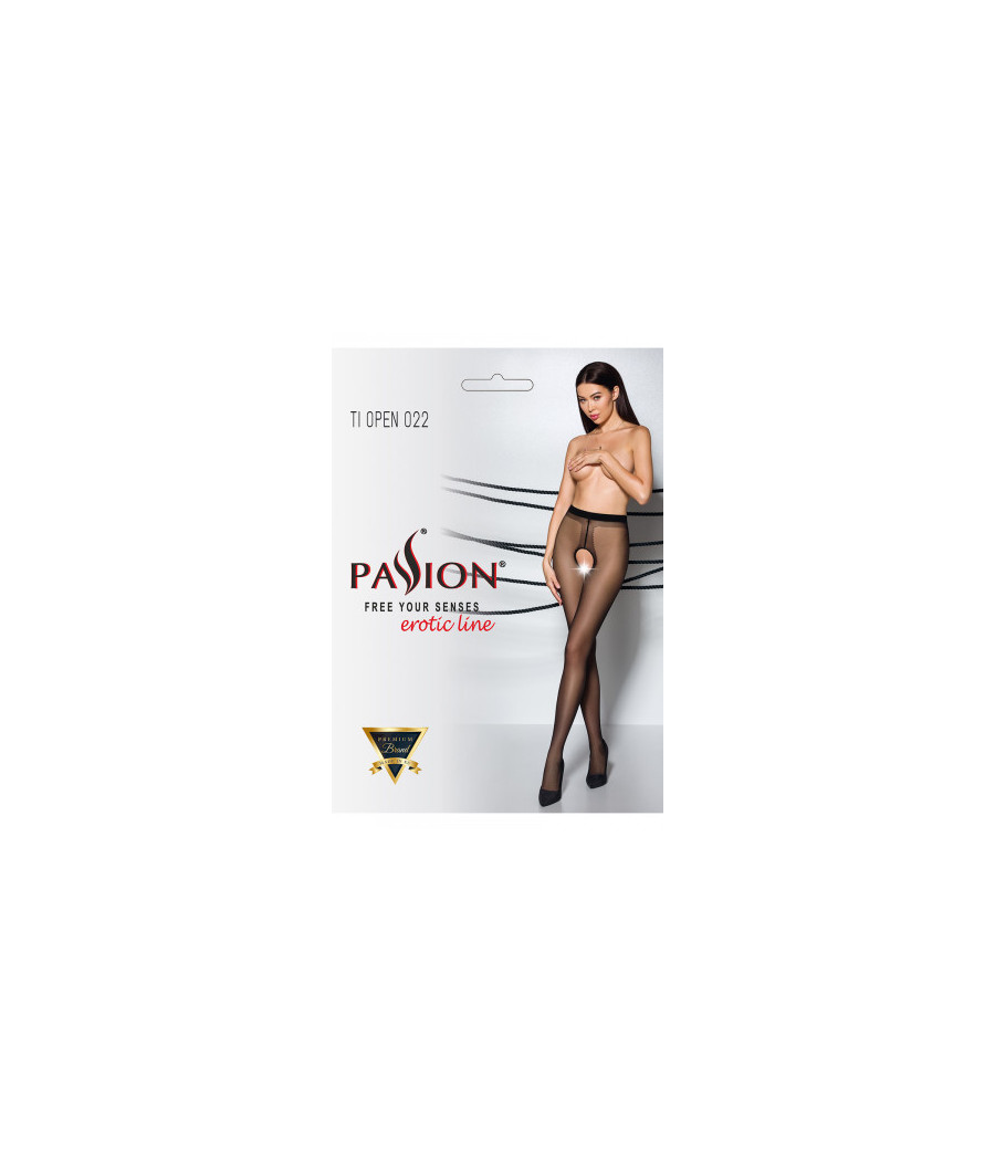 Collants ouverts couture TI022 - noir/rouge