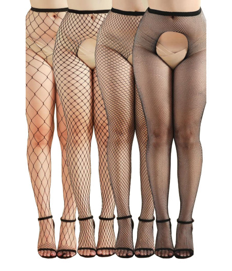 Pack 4 collants ouverts résille