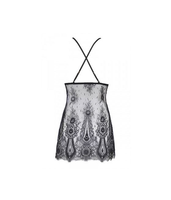 Nuisette dentelle et wetlook noire V-9789 - Axami