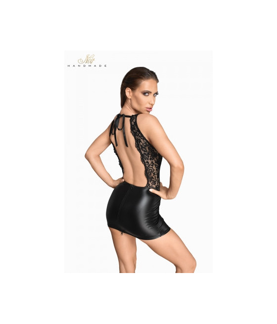 Robe courte wetlook et dentelle F214 Robe courte wetlook et dentelle F214