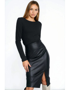 Jupe Délicate en Cuir Noire