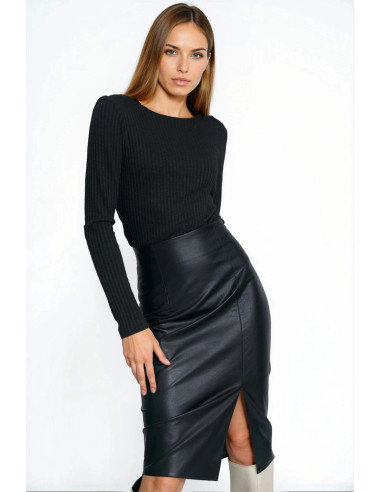 Jupe Délicate en Cuir Noire