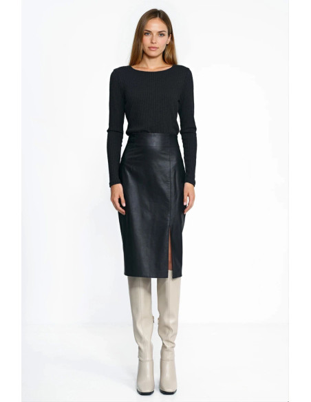 Jupe Délicate en Cuir Noire