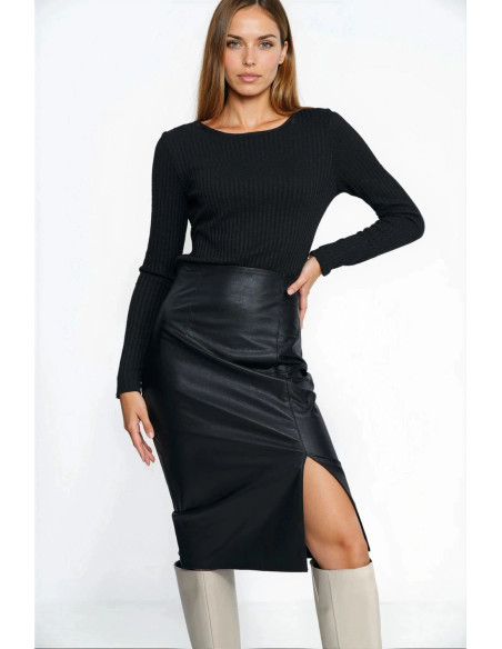 Jupe Délicate en Cuir Noire