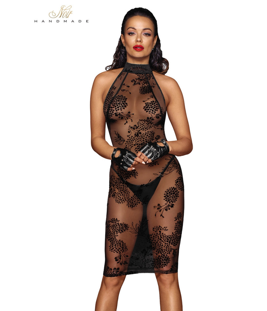 Robe mi-longue transparente en tulle F240