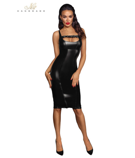 Robe cintrée fendue en wetlook  F251