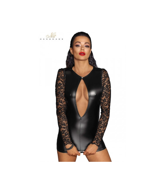 Mini robe wetlook et dentelle F253