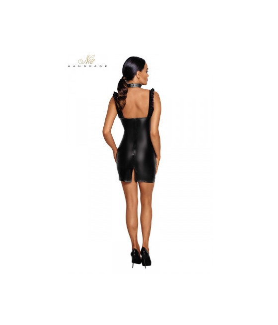 Robe courte wetlook et tulle F257