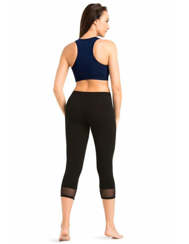 Legging court Transparent en Coton Noir
