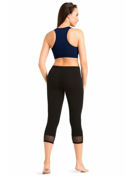 Legging court Transparent en Coton Noir
