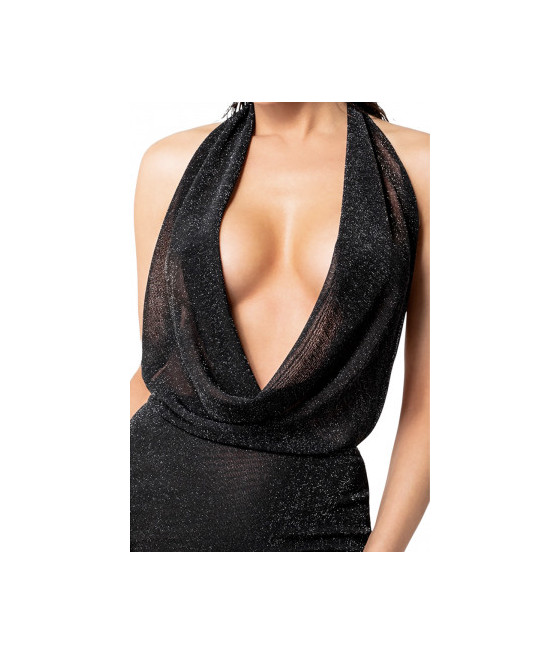 Mini robe dos nu Luminara F351 en maille pailletée
