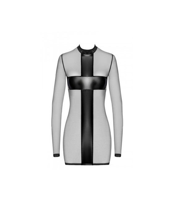 Mini robe tulle et wetlook Crossfire F369 - Noir Handmade