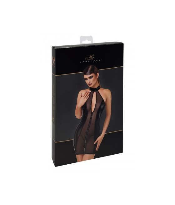 Mini robe tulle et wetlook Luxuria F370 - Noir Handmade