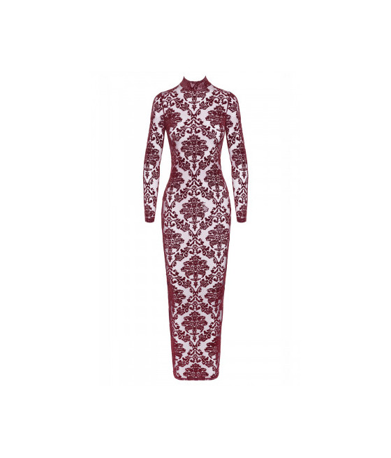 Robe fendue en tulle floqué Kink Royal F383 - Noir Handmade