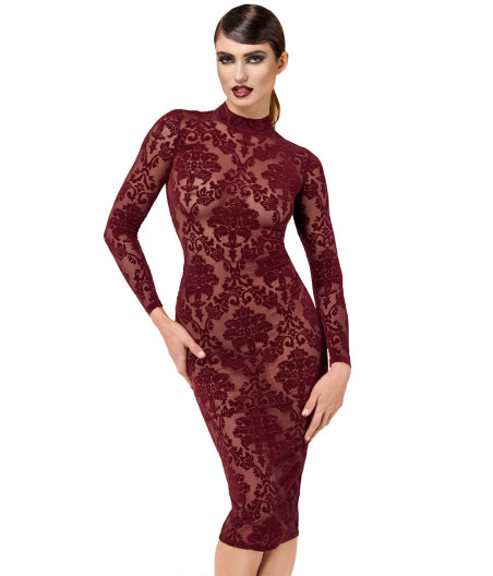 Robe fourreau en tulle floqué Kink Royal F384 - Noir Handmade