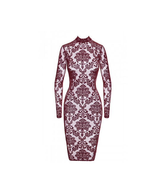 Robe fourreau en tulle floqué Kink Royal F384 - Noir Handmade