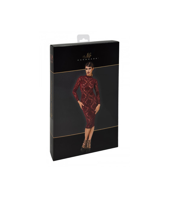 Robe fourreau en tulle floqué Kink Royal F384 - Noir Handmade