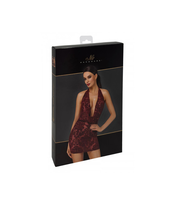 Mini robe dos nu en tulle floqué Kink Royal F385 - Noir Handmade