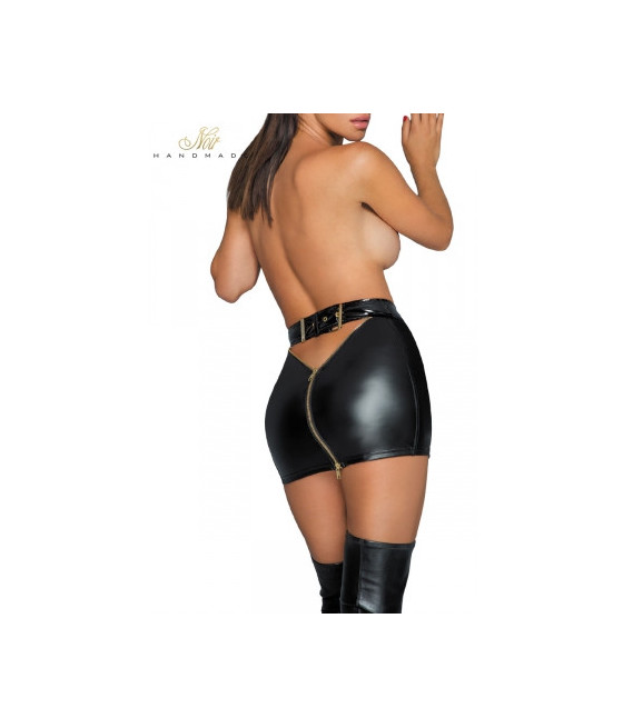 Mini jupe wetlook zippée F219