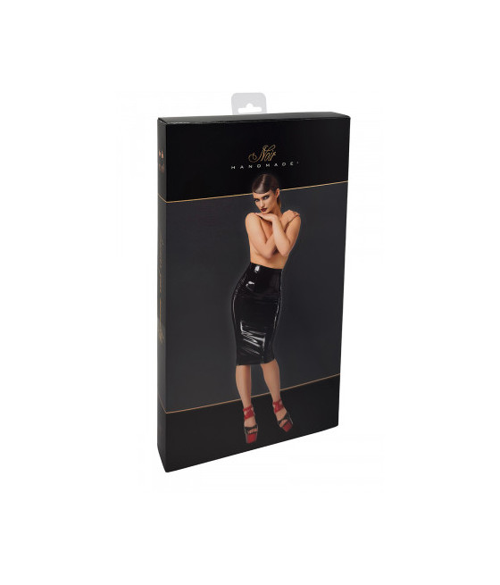 Jupe fendue en vinyle Dominae F378 - Noir Handmade