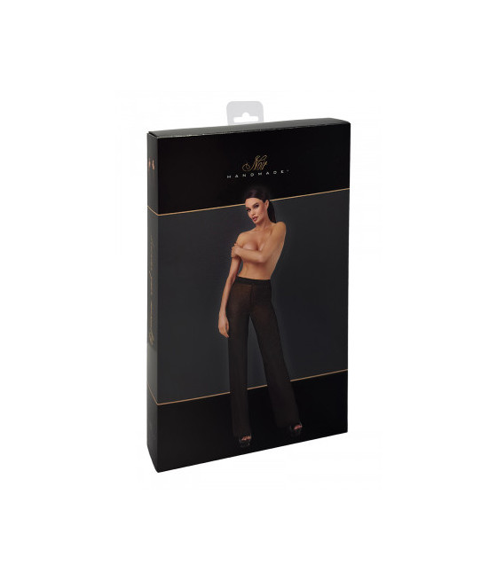 Pantalon en maille pailletée Onyx F374 - Noir Handmade