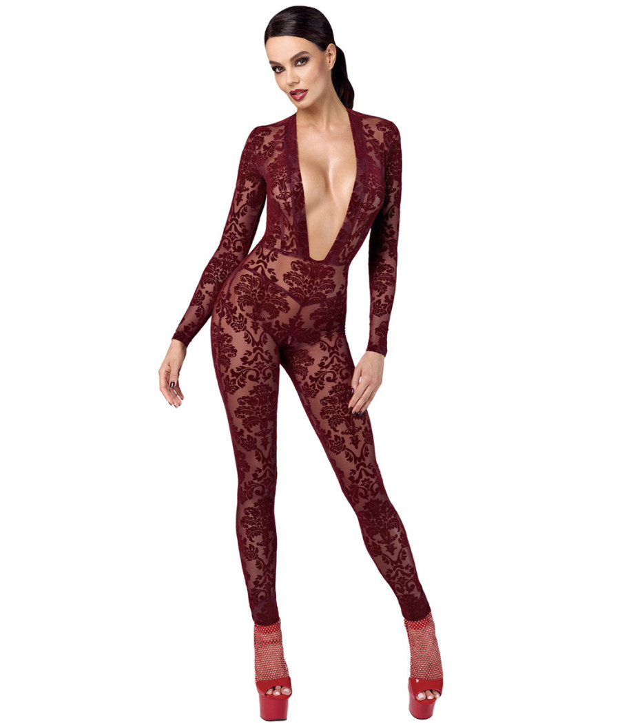 Combinaison en tulle floqué Kink Royal F382 - Noir Handmade