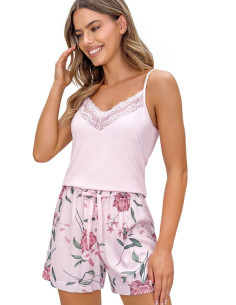 Pyjama Élégant en Dentelle Rose